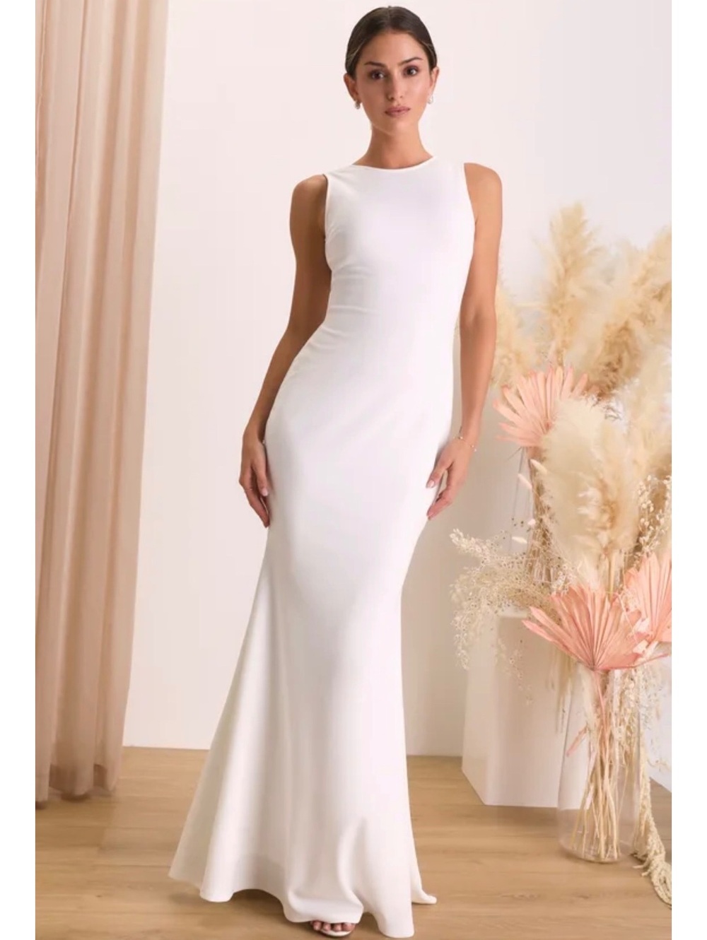 Lulus Va Va Voom White Backless Mermaid Maxi Dress XL Bridal Wedding
